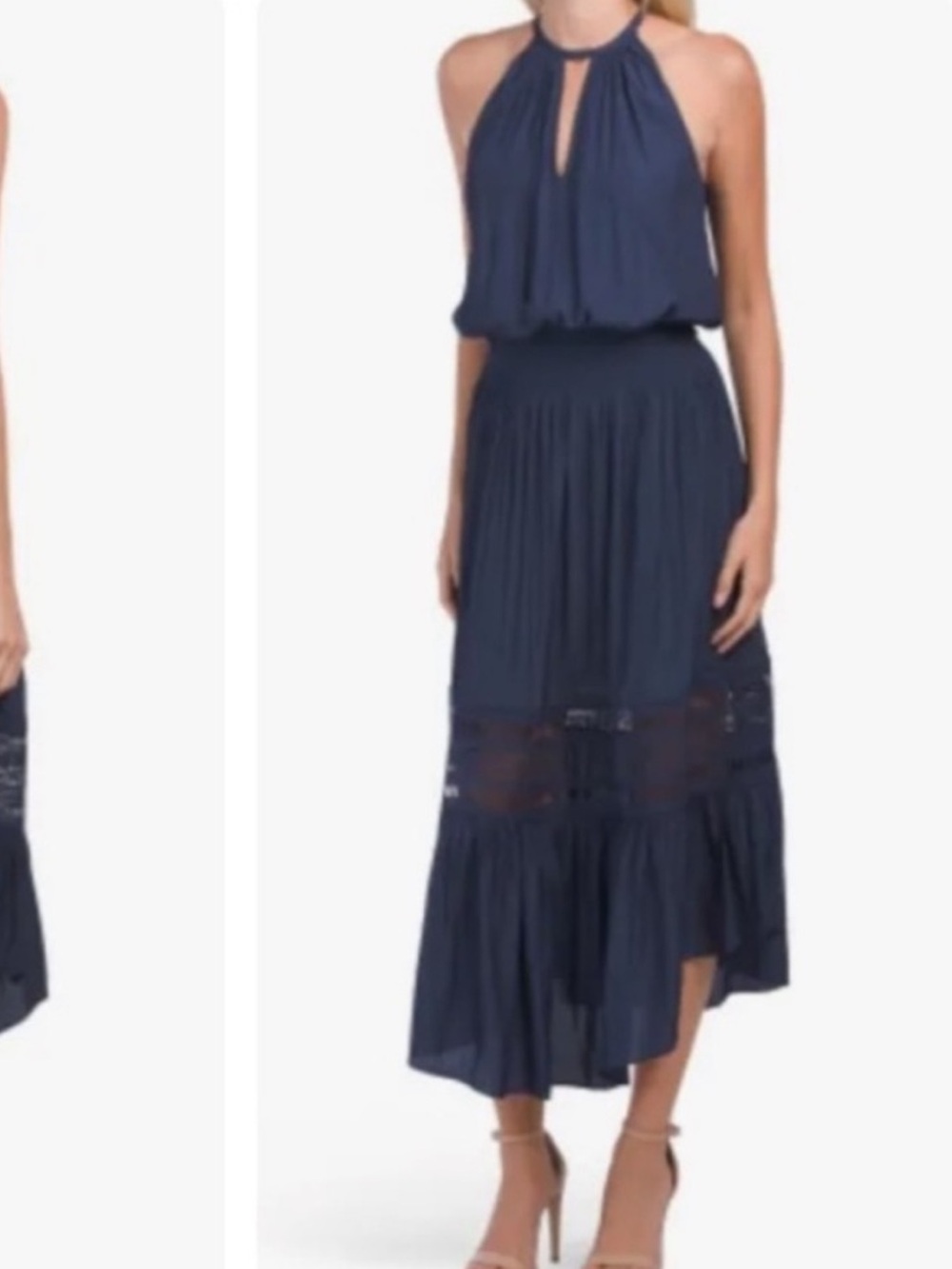 Ramy Brook Anna halter-style flowy navy blue maxi dress